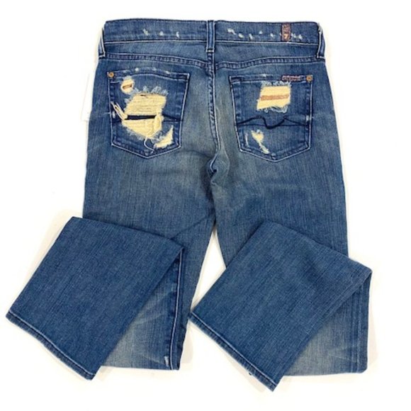 7 For All Mankind Denim Peek A Boo Sequin Jeans - Picture 4 of 4